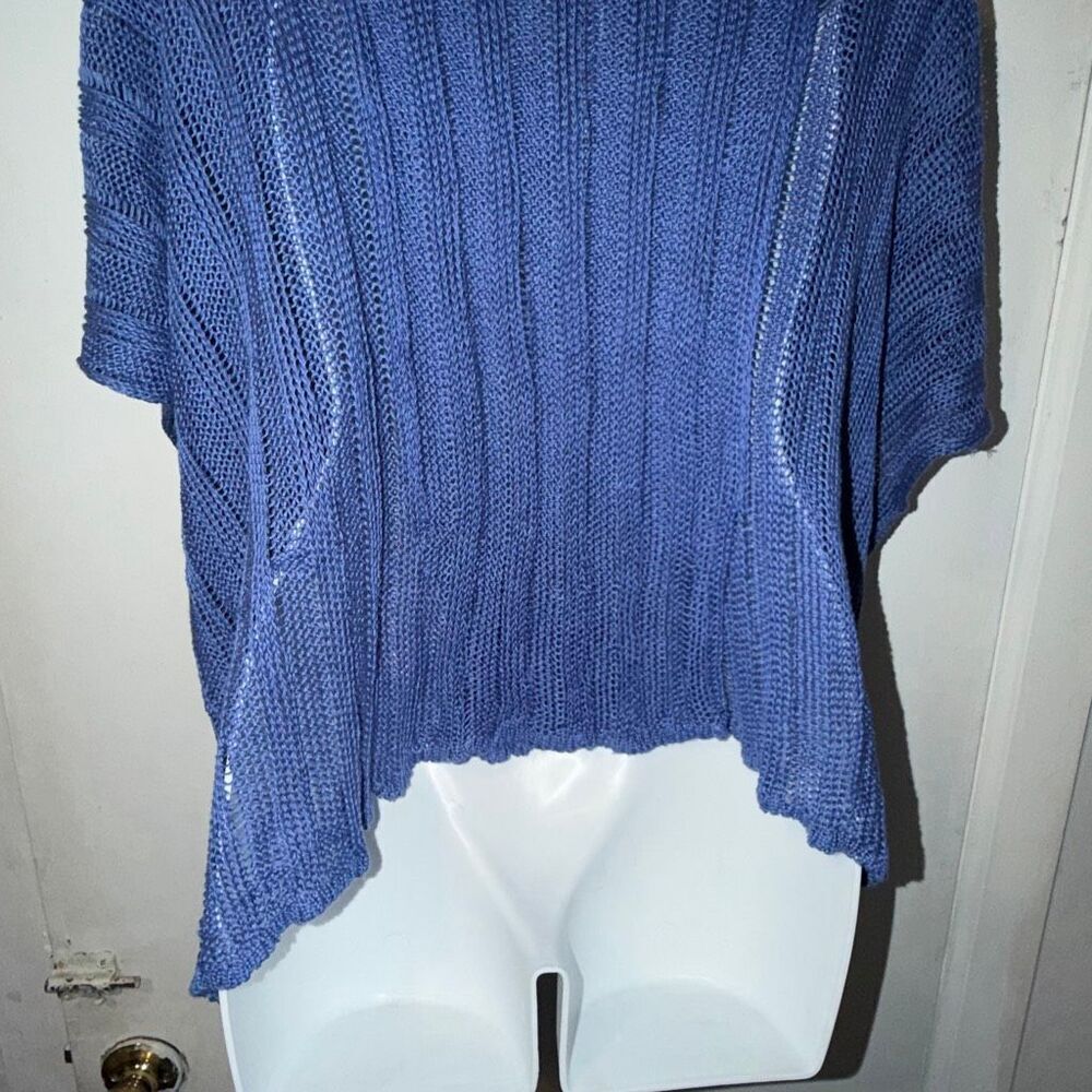 ZUZA BART Cornflower Blue Linen Knit Open Front Cardigan - Picture 7 of 9